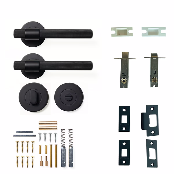 Momo Belgravia Solid Brass Tubular Latch Privacy Lever Set Matte Black