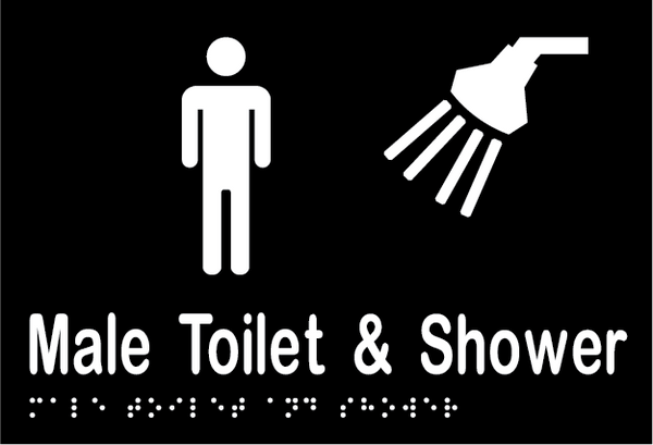 Metlam Male Toilet And Shower Braille In Designer Black