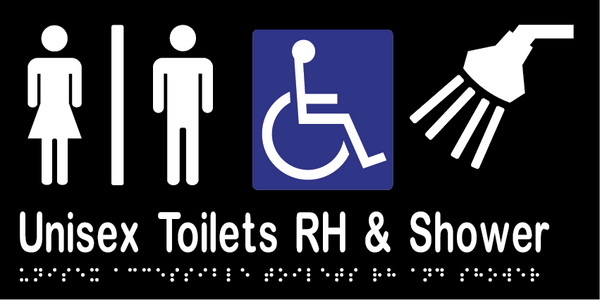 Metlam Unisex Accessible Toilet Divided Right Hand And Shower Braille In Designer Black