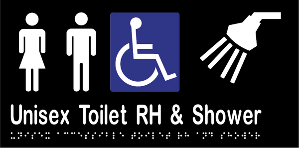Metlam Unisex Accessible Toilet Right Hand And Shower Braille In Designer Black
