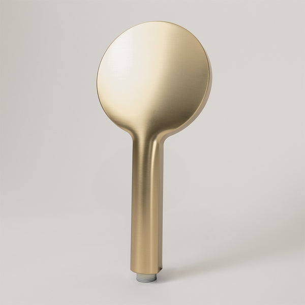Alma Mira Round Handheld Shower Head Piece Brushed Brass Gold