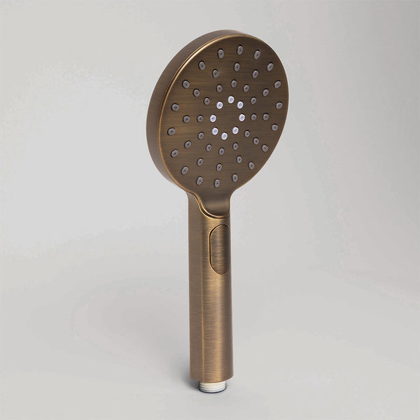 Alma Mira Round Handheld Shower Head Piece Brushed Vintage Antique Brass