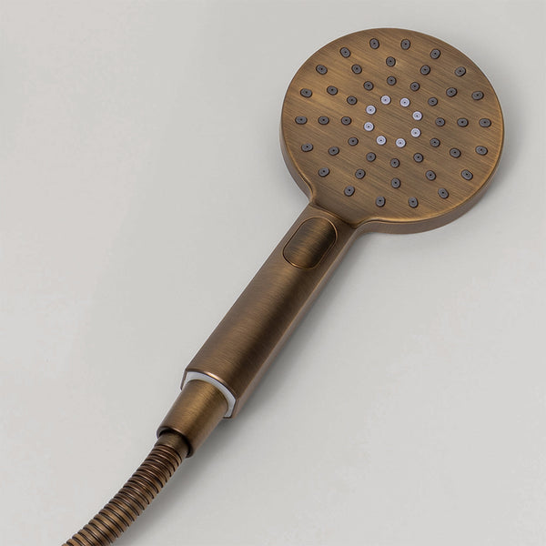 Alma Mira Round Handheld Shower Head Piece Brushed Vintage Antique Brass