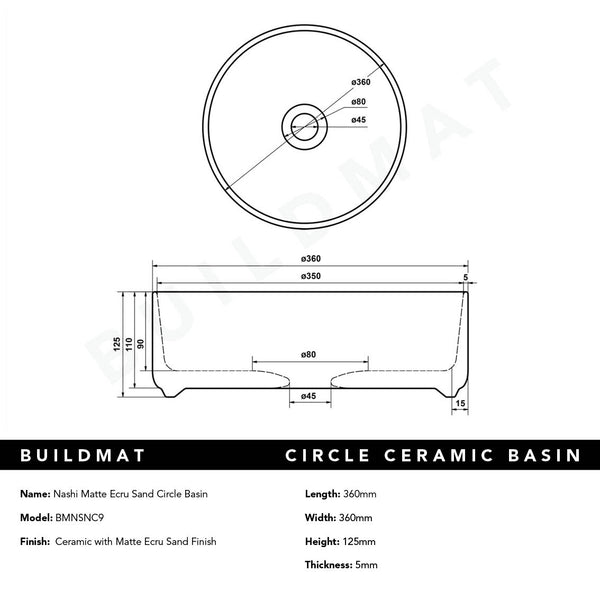 Alma Nashi Matte Ecru Sand Circle Basin
