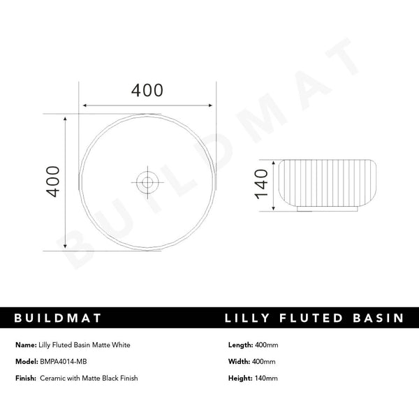 Keva Lily Matte Black Fluted Basin