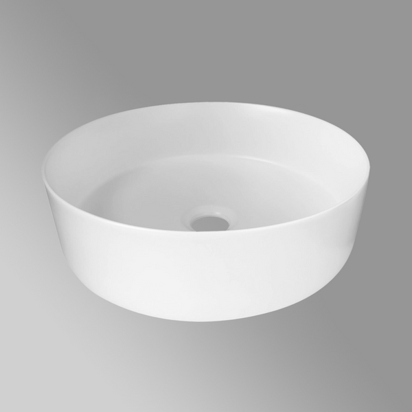 Keva Oshi Round Slimline 360mm Above Counter Basin Matte White
