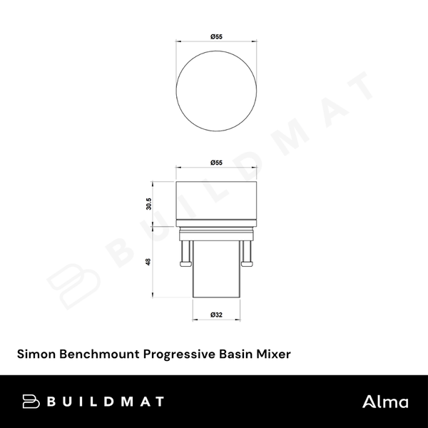 Alma Simon Matte Black Benchmount Progressive Basin Mixer