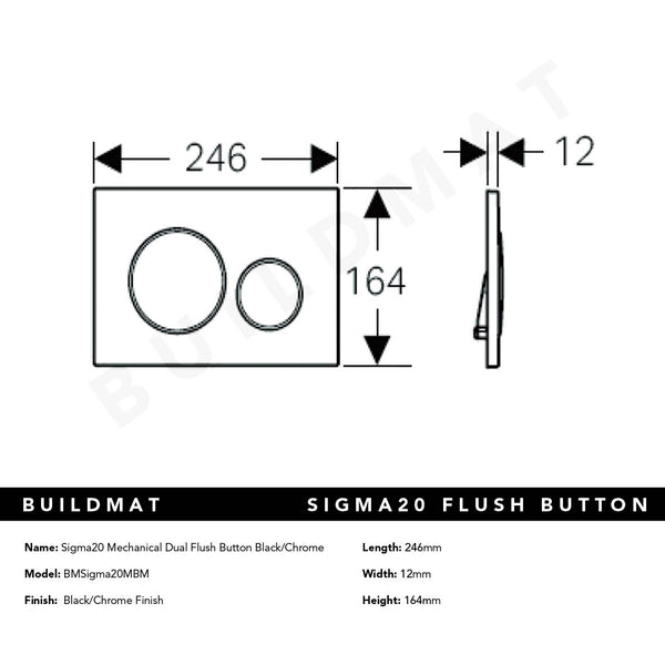 Geberit Sigma 20 Mechanical Dual Flush Button Black/Chrome