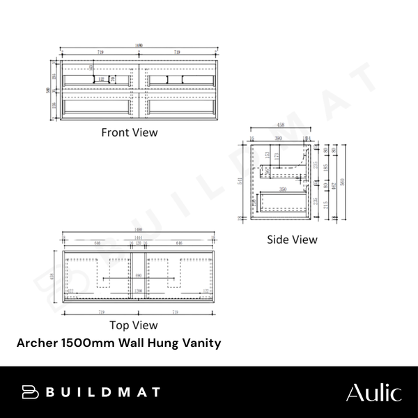 Aulic Archer 1500mm Wall Hung Walnut Vanity