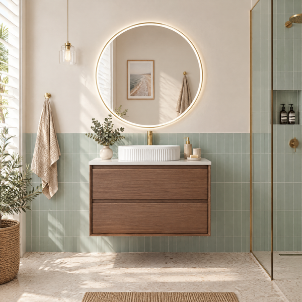 Aulic Archer 900mm Wall Hung Walnut Vanity