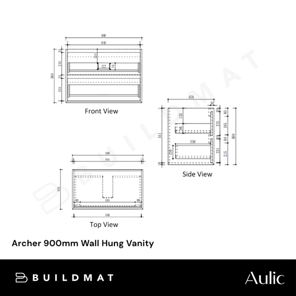Aulic Archer 900mm Wall Hung Walnut Vanity