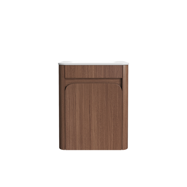 Aulic Everly Mini Curved 470mm Wall Hung Walnut Vanity
