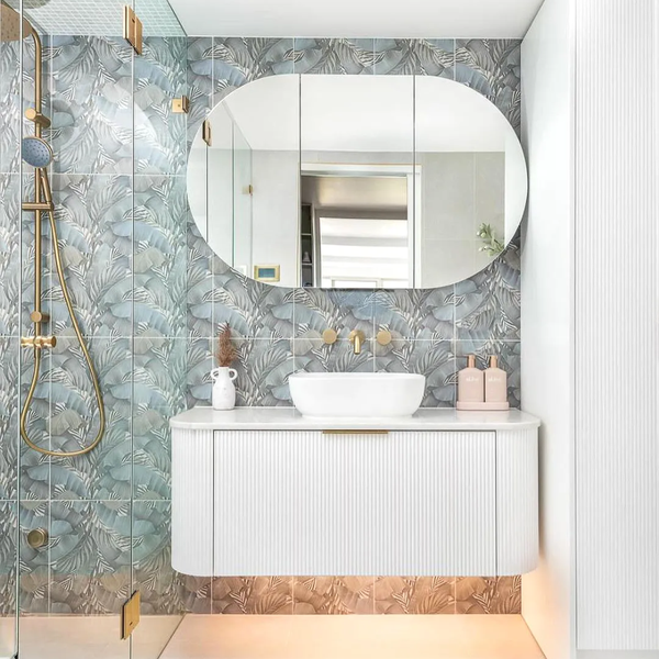 Otti Bondi 1200mm Satin White Fluted Wall Hung Curve Vanity