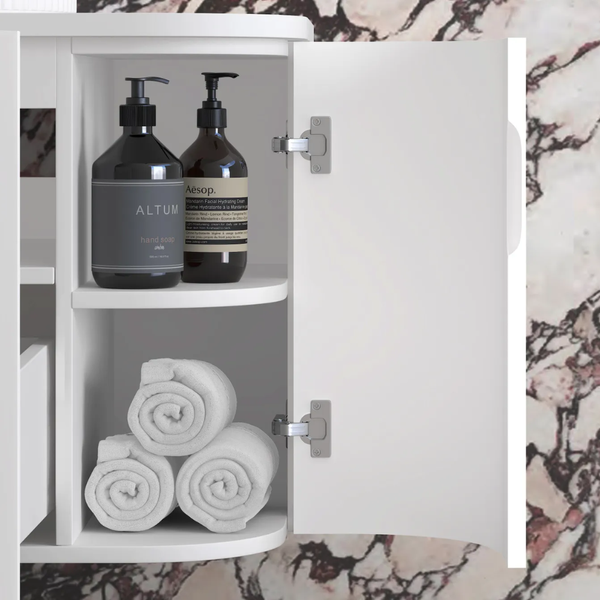 Otti Hampshire 1500mm Satin White Wall Hung Double Bowl Curve Vanity