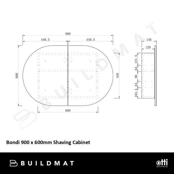 Otti Bondi 900x600 Woodland Oak Shaving Cabinet