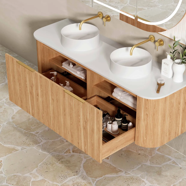 Otti Bondi 1500mm Woodland Oak Fluted Curve Vanity