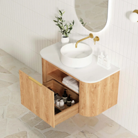 Otti Bondi 900mm Woodland Oak Fluted Curve Vanity