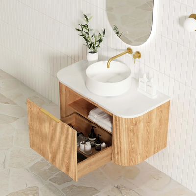 Otti Bondi 900mm Woodland Oak Fluted Curve Vanity
