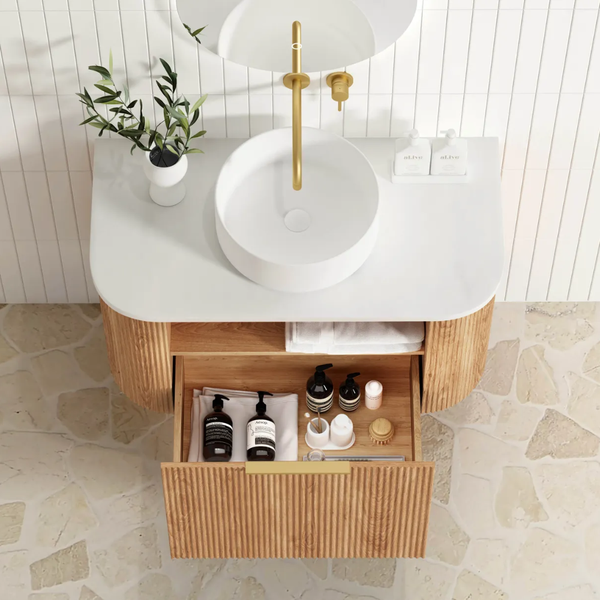 Otti Bondi 900mm Woodland Oak Fluted Curve Vanity