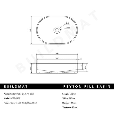 Peyton Matte Black Pill Basin