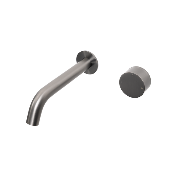 Alma Brushed Gunmetal Progressive Circle Mixer and Wall Spout Set