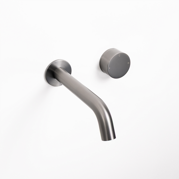 Alma Brushed Gunmetal Progressive Circle Mixer and Wall Spout Set
