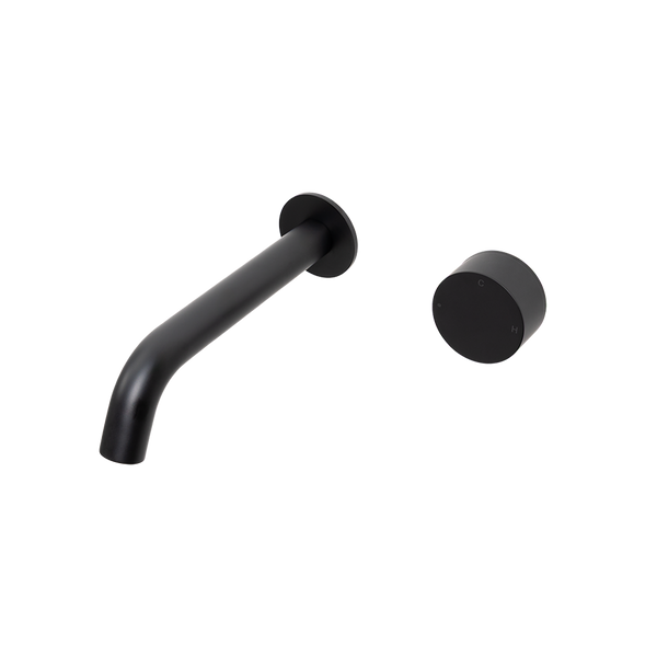 Alma Matte Black Progressive Circle Mixer and Wall Spout Set