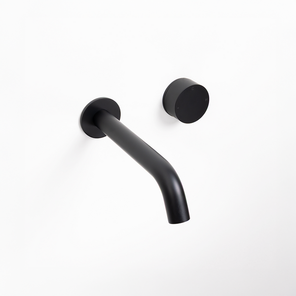 Alma Matte Black Progressive Circle Mixer and Wall Spout Set