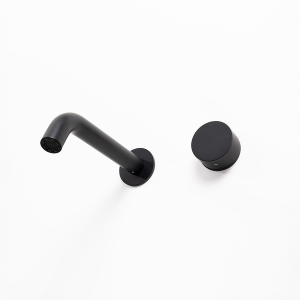 Alma Matte Black Progressive Circle Mixer and Wall Spout Set