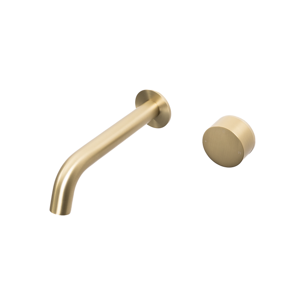 Alma Brushed Brass Gold Progressive Circle Mixer and Wall Spout Set