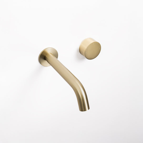 Alma Brushed Brass Gold Progressive Circle Mixer and Wall Spout Set