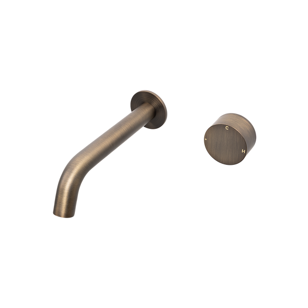 Alma Brushed Vintage Antique Brass Progressive Circle and Wall Spout Set