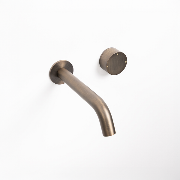 Alma Brushed Vintage Antique Brass Progressive Circle and Wall Spout Set