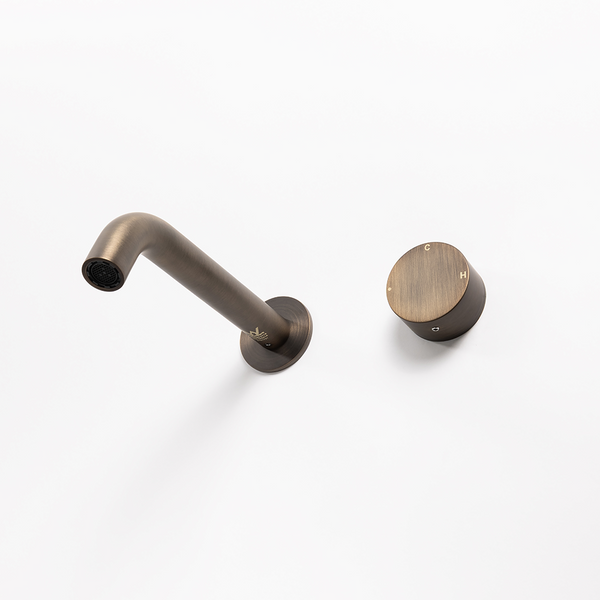 Alma Brushed Vintage Antique Brass Progressive Circle and Wall Spout Set