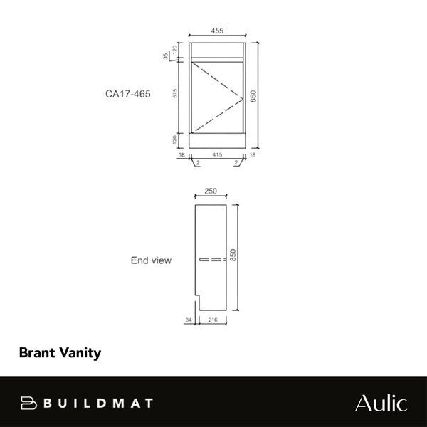 Aulic Brant 465mm Floor Standing Powder Room Vanity