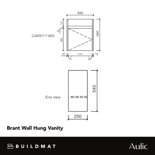 Aulic Brant 465mm Wall Hung Powder Room Vanity