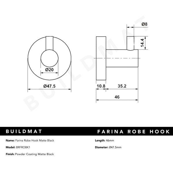 Alma Farina Robe Hook Matte Black