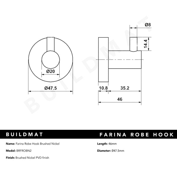 Alma Farina Robe Hook Brushed Nickel
