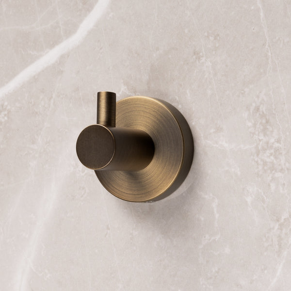 Alma Farina Robe Hook Brushed Vintage Antique Brass