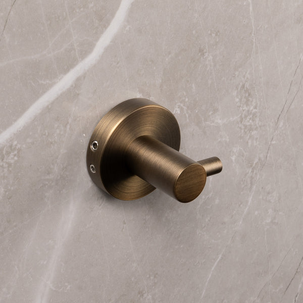 Alma Farina Robe Hook Brushed Vintage Antique Brass