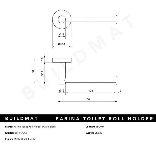 Alma Farina Toilet Roll Holder Matte Black