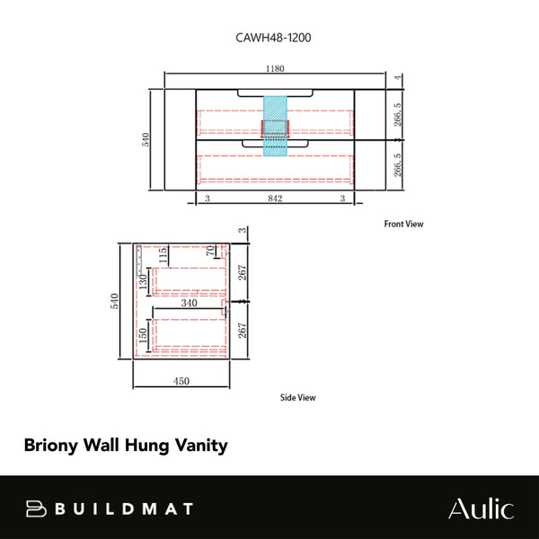 Aulic Briony 1200mm Wall Hung Vanity