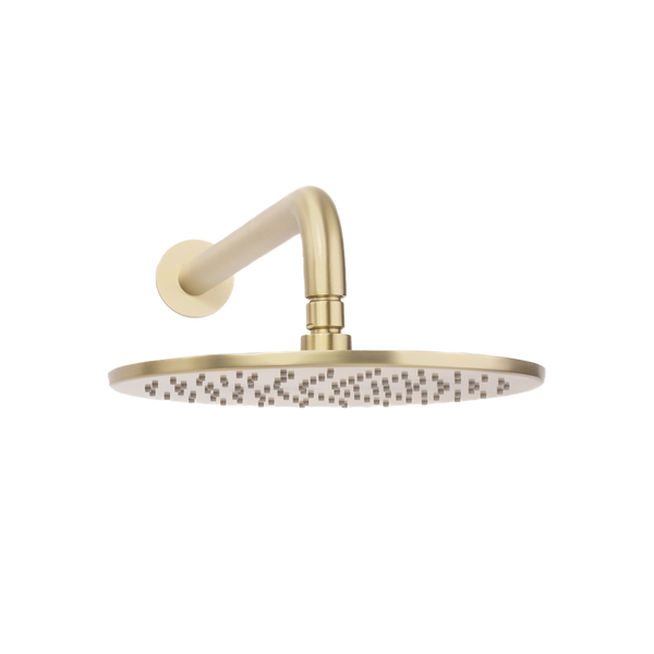 Alma Mira Brushed Brass Gold Curved Shower Arm and Head