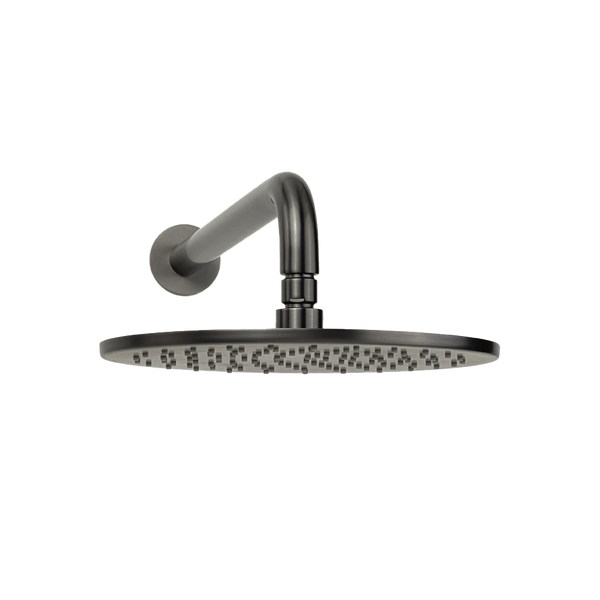 Alma Mira Brushed Gunmetal Curved Shower Arm and Head