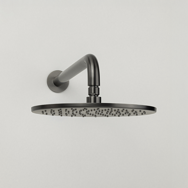 Alma Mira Brushed Gunmetal Curved Shower Arm and Head