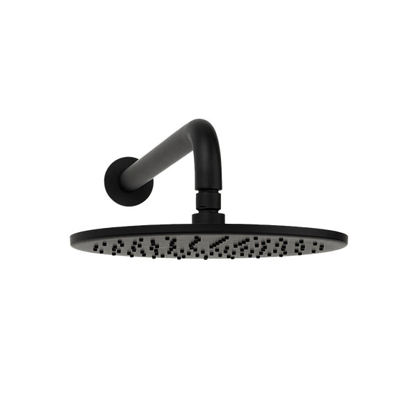 Alma Mira Matte Black Curved Shower Arm and Head