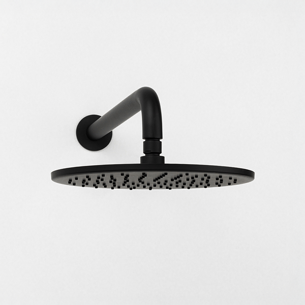 Alma Mira Matte Black Curved Shower Arm and Head