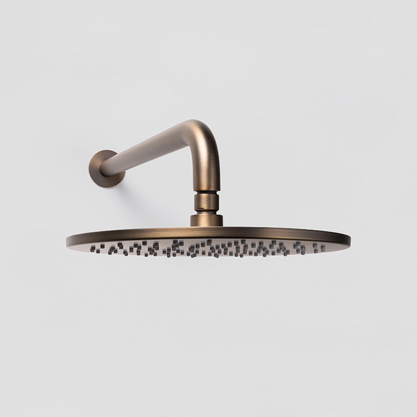 Alma Mira Brushed Vintage Antique Brass Curved Shower Arm and Head