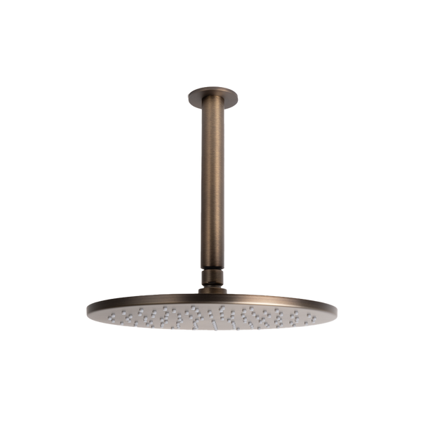 Alma Mira Brushed Vintage Antique Brass Ceiling Shower Arm and Head