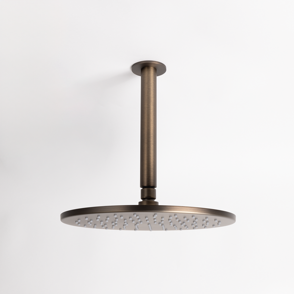 Alma Mira Brushed Vintage Antique Brass Ceiling Shower Arm and Head